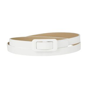 Thin Nonporous Waist Belt Rectangle Buckle Plus Size Belts for Jeans Dress White